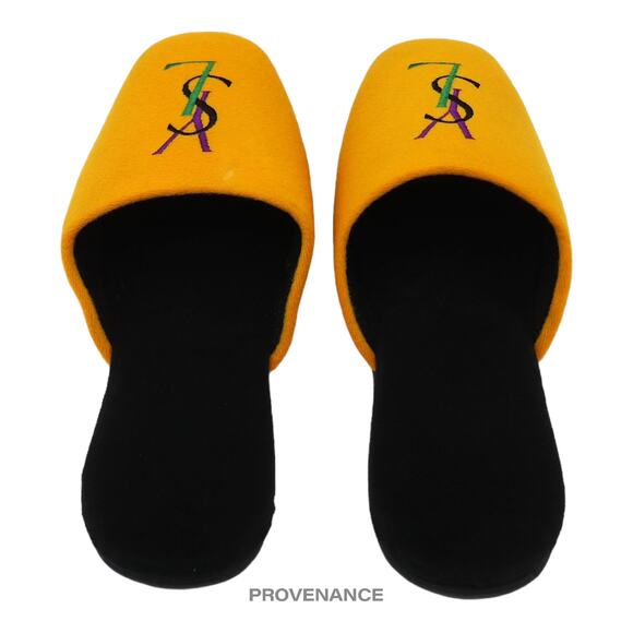 🔴 Yves Saint Laurent YSL Logo Slipper - Yellow Velour - Picture 4 of 6